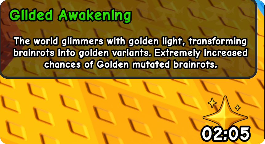 Plants vs Brainrots — Gilded Awakening weather (Golden boost, 2:30)