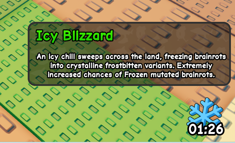 Plants vs Brainrots — Icy Blizzard weather (Frozen boost, 2:30)